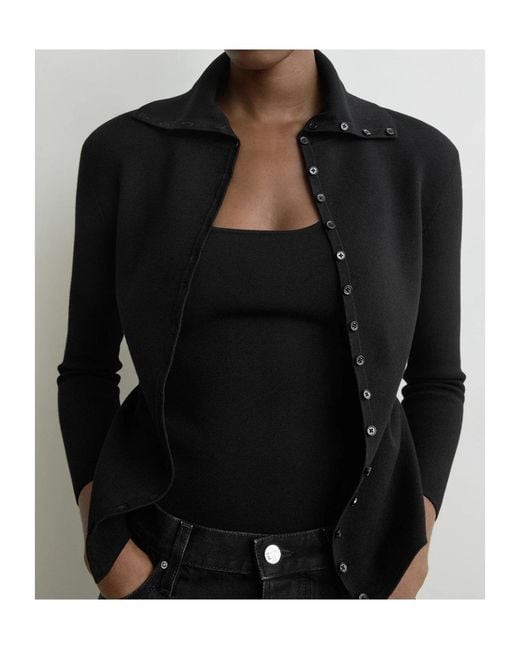 Totême  Black Totême Buttoned High-Neck Knitted Cardigan