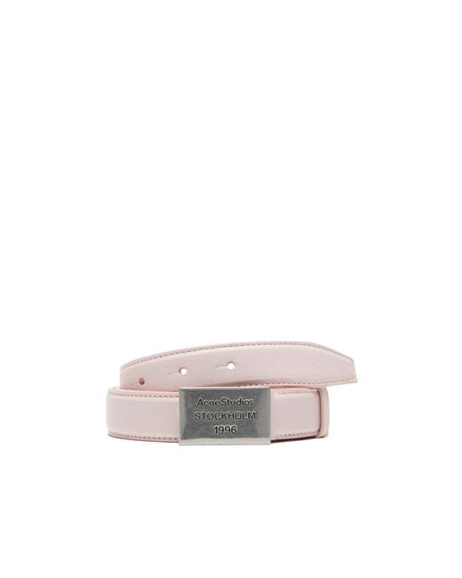 Acne White Engraved Logo Belt for men