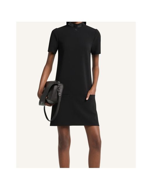 Courreges Black Vinyl-Collar A-Line Mini Dress
