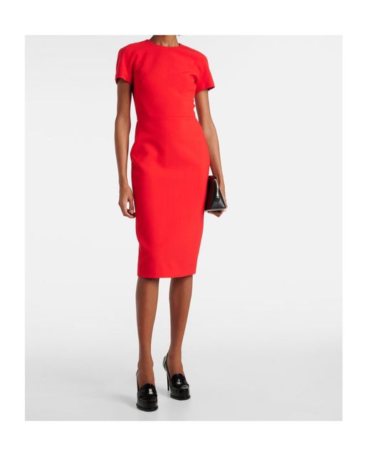 Victoria Beckham Red Crepe Midi Dress