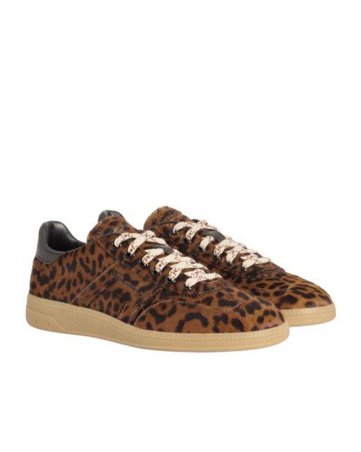 Santoni Brown Dbs Oly Leopard-Print Sneakers