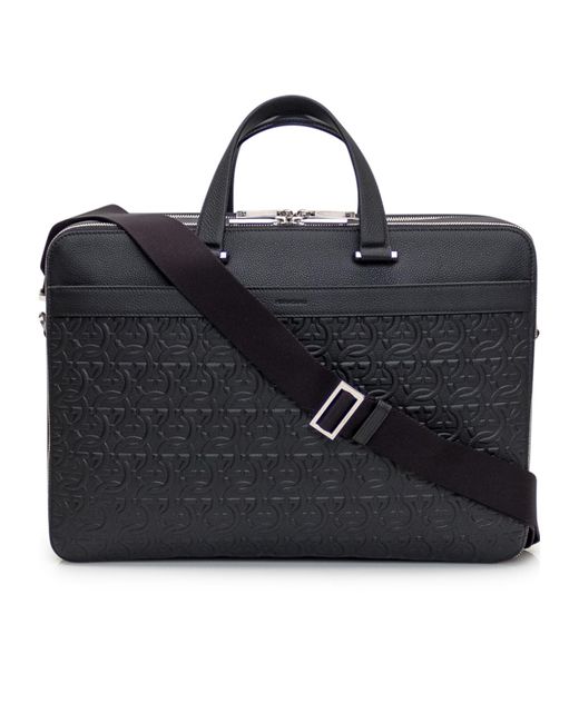 Ferragamo Black Ferragamo Gancini Embossed Briefcase for men