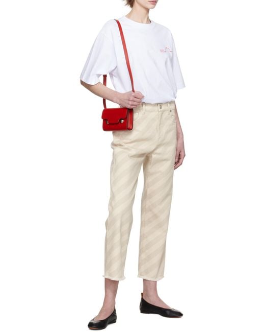 Marni Natural Striped Wide-Leg Jeans
