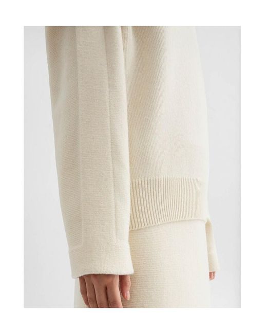 Jil Sander White High Neck Jumper