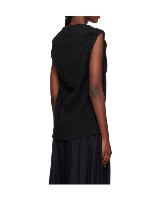 Baserange Black Pleated Detail Top