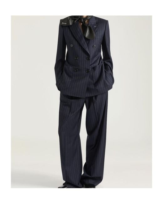 Givenchy Blue Double-Breasted Striped Jacket