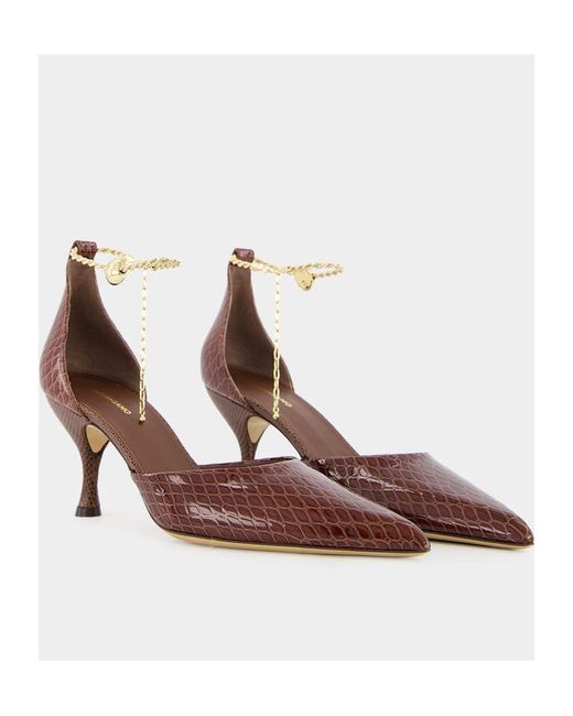 Ferragamo Pink Ferragamo Chain Ankle Strap Pumps