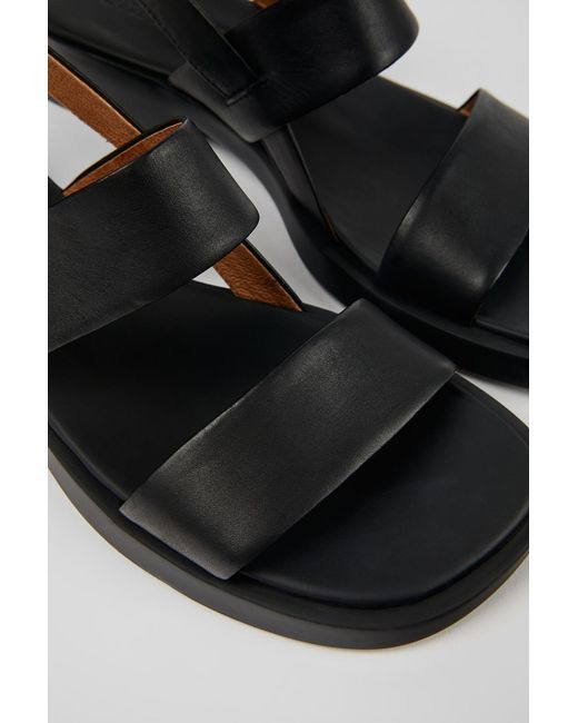 Camper Black Wide-Strap Flat Sandals