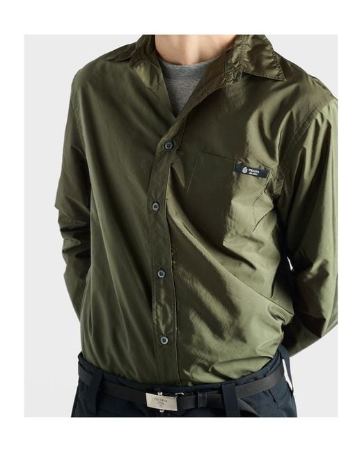 Prada Green Long-Sleeved Button-Up Shirt for men