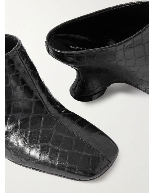 Dries Van Noten Black Wedge Mules