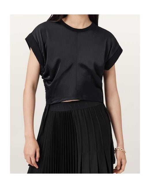 AllSaints Black Mira Ruched Top