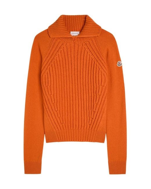 Moncler Orange Roll-Neck Wool And Cashmere-Blend Jumper