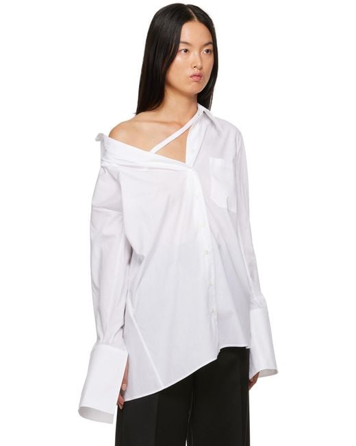 Ann Demeulemeester White Long-Sleeved Button-Up Shirt