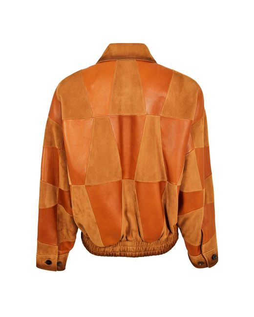 Versace Orange Quilted Leather Jacket