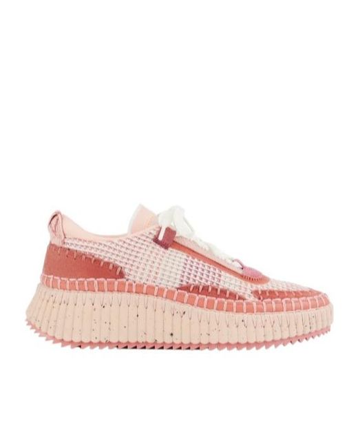 Chloé Pink Chloé Nama Lace-Up Sneakers