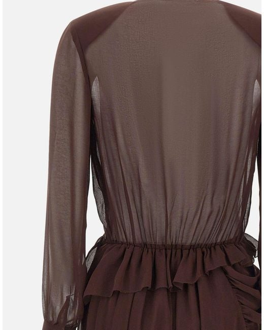 JACQUES WEI Brown Ruffled Dress