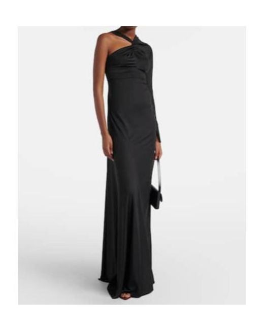 Victoria Beckham Black Ruched One-Shoulder Maxi Dress