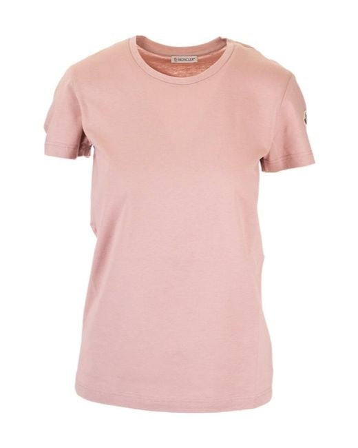 Moncler Pink Logo Patch T-Shirt