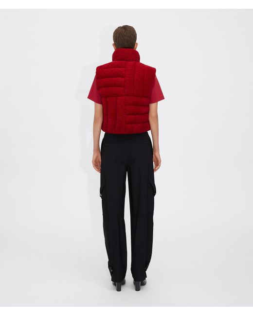 Bottega Veneta Red Quilted Zip-Up Sleeveless Jacket