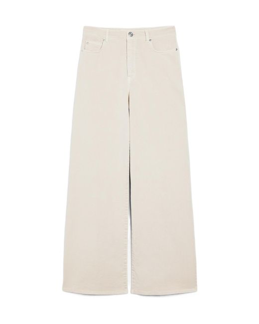 Weekend by Maxmara White Medina Logo Patch Wide Leg Trousers
