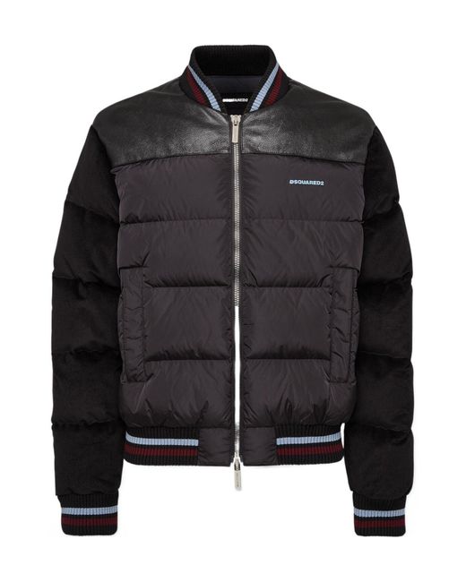 DSquared² Black Mixed Puffer Bomber for men