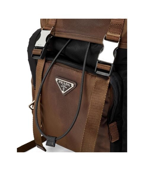 Prada Brown Color-Block Nylon Backpack for men