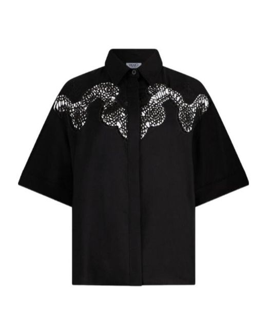 Liu Jo Black Openwork Embroidered Shirt