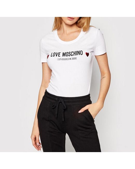 Moschino White T-Shirt With Round Neck And Short Sleeves