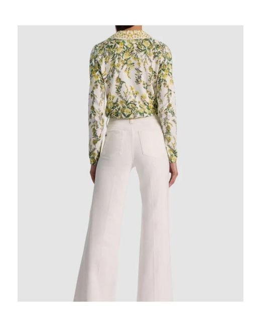 Alice + Olivia Green Printed Collar Cardigan