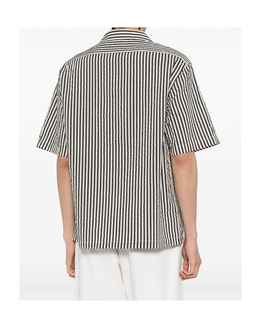 Barena Gray Striped Seersucker Shirt for men