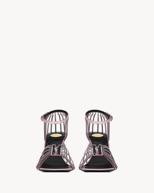 Saint Laurent White Babylone Chain Sandals