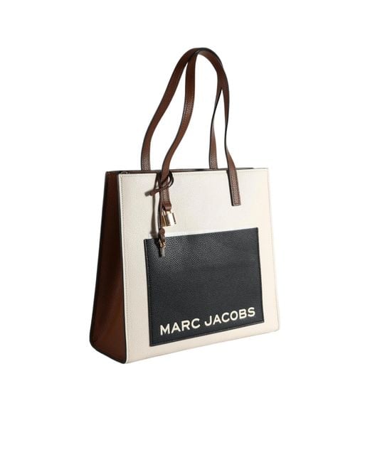 Marc Jacobs Black Logo-Print Leather Tote Bag