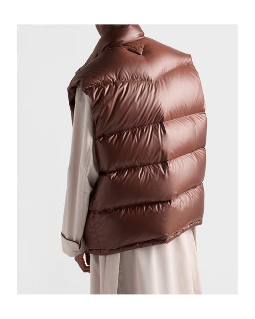 Prada Brown Re-Nylon Down Vest for men