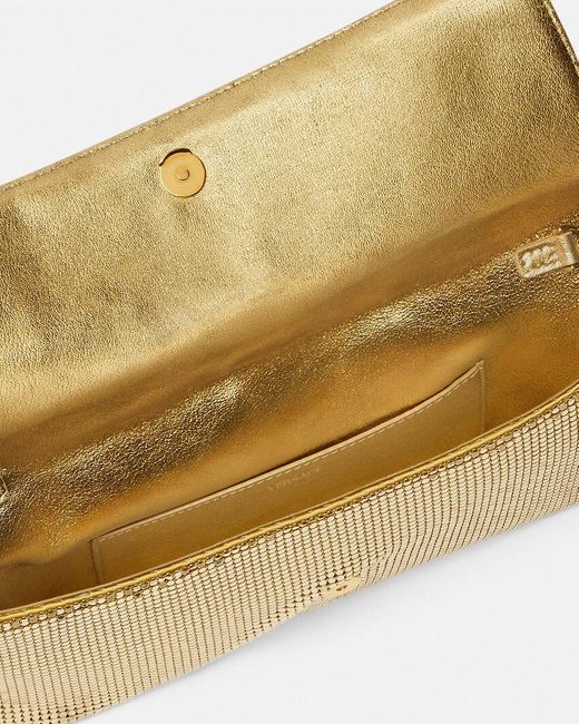 Versace Natural Embellished Chain-Linked Clutch Bag
