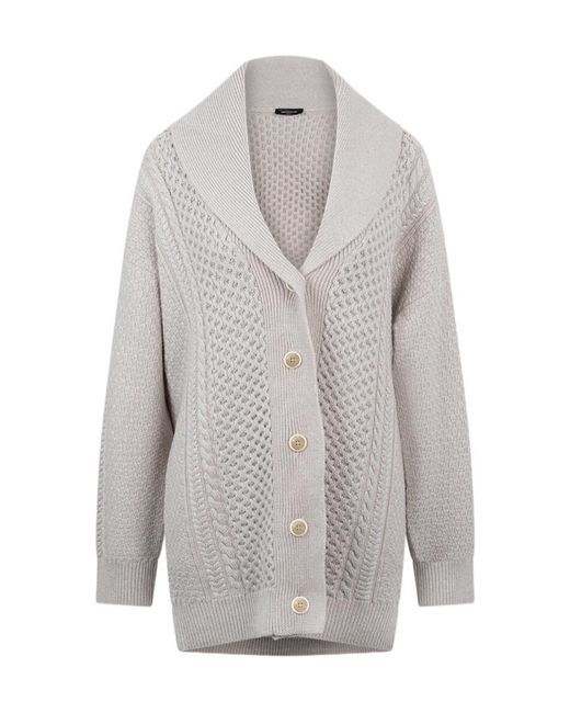 Fabiana Filippi Gray Long-Sleeved Knitted Cardigan