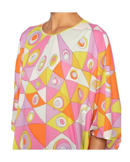 Emilio Pucci Pink Pucci Geometric Print Kaftan Dress