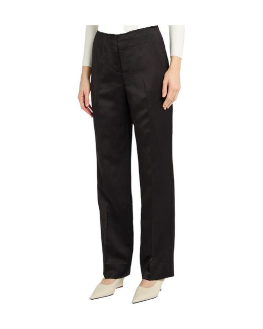 Totême Black Rawedged Straightleg Satin Trousers
