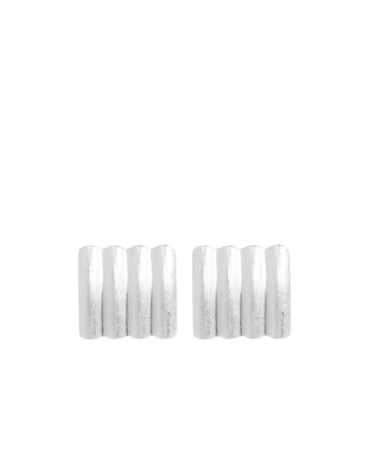 AllSaints White Textured Bar Stud Earrings