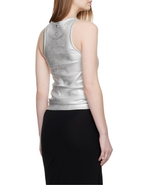 Rabanne White Rabanne Ribbed Asymmetric Hem Top
