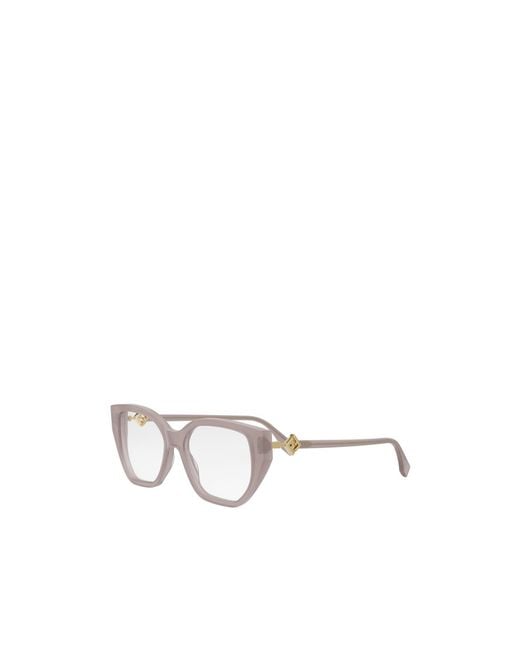 Fendi White Eyewear Geometric-Frame Glasses