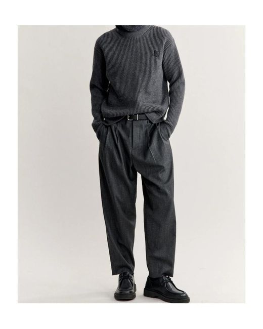 Maison Kitsuné Black Fox Head Wool Ribbed Jumper for men