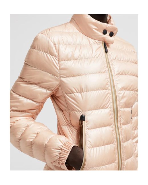 Moncler Natural Grenoble Logo Embroidered Zip-Up Jacket