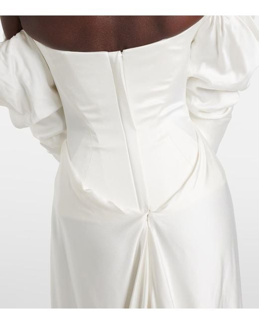 Vivienne Westwood White Bridal Ember Off-Shoulder Satin Corset Gown