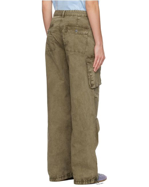 Ganni Green Washed Twill Trousers