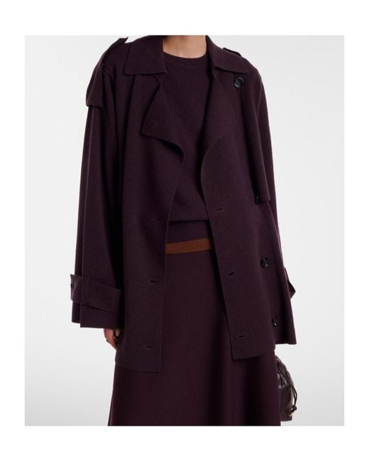 Jardin Des Orangers Purple Cropped Wool And Cashmere Trench Coat