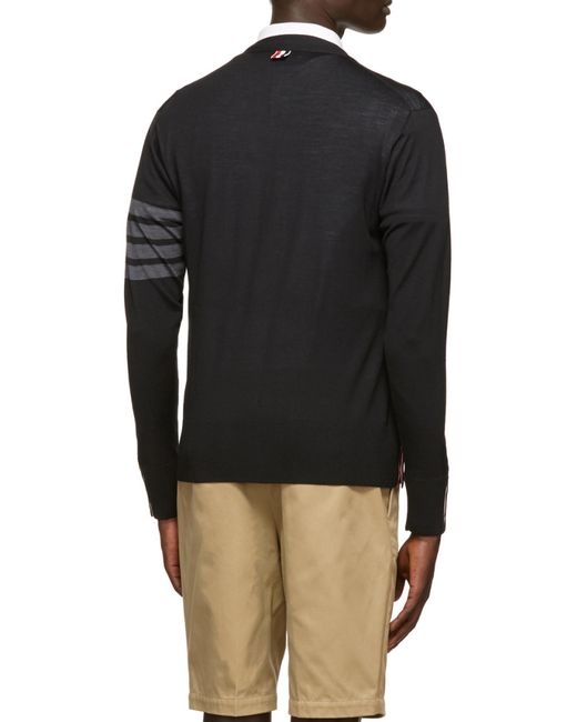 Thom Browne Blue 4-Bar V-Neck Cardigan for men