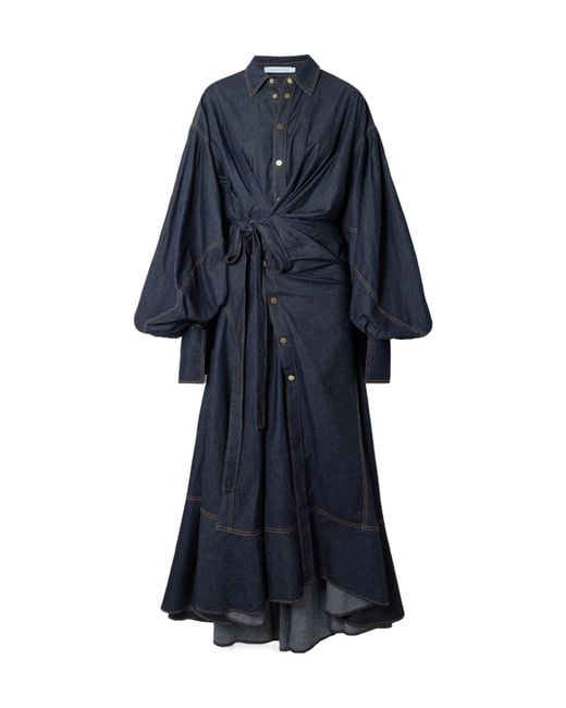 Zimmermann Blue Rebellion Denim Wrap Dress