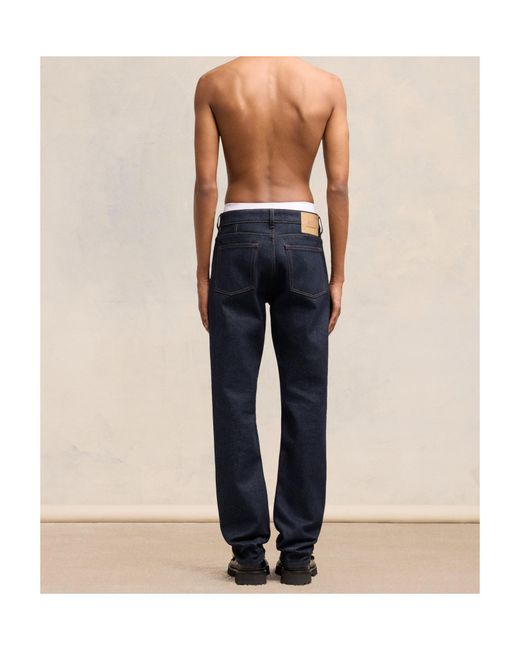 AMI Blue Ami Logo Patch Straight-Leg Jeans for men