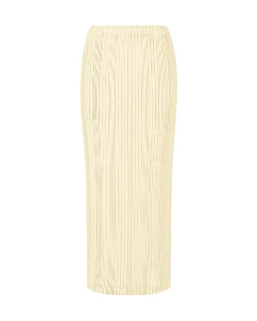 Issey Miyake Natural Linen Like Rib Pleats Skirt