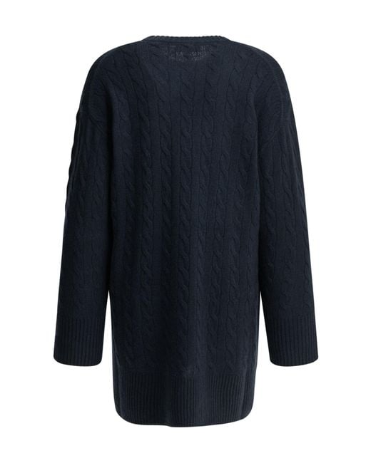 Polo Ralph Lauren Blue Cable-Knit Embroidered-Logo Mini Dress